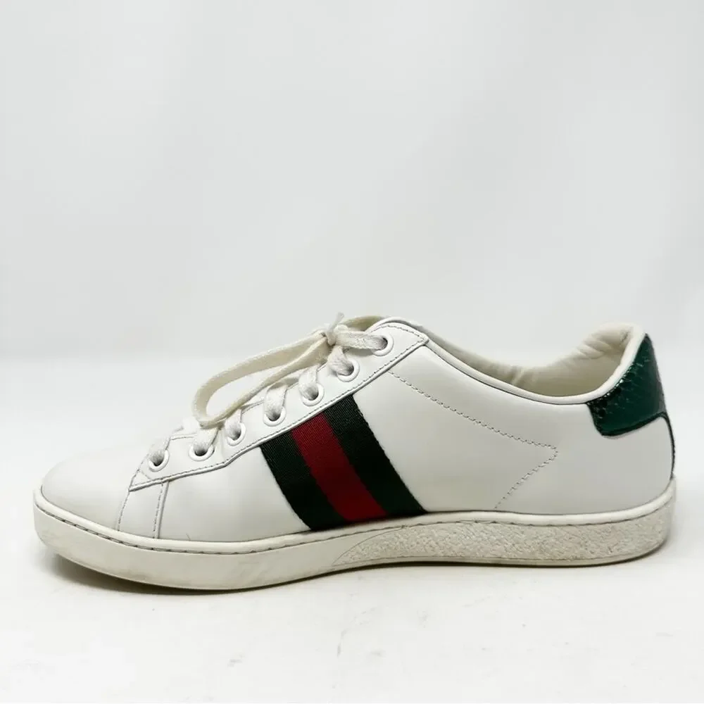 Gucci Ace Bee Web Stripe Leather Sneakers Womens Size EU 37.5